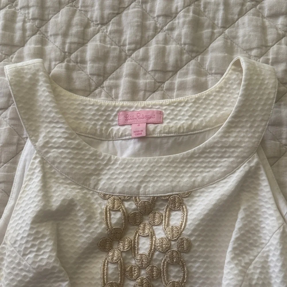 Lilly Pulitzer White Dress with Gold Accents - Picture 2 of 5